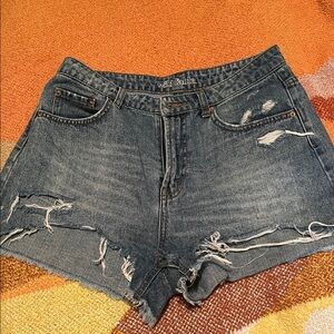 wild fable High-Waist Distressed Denim Shorts - Blue